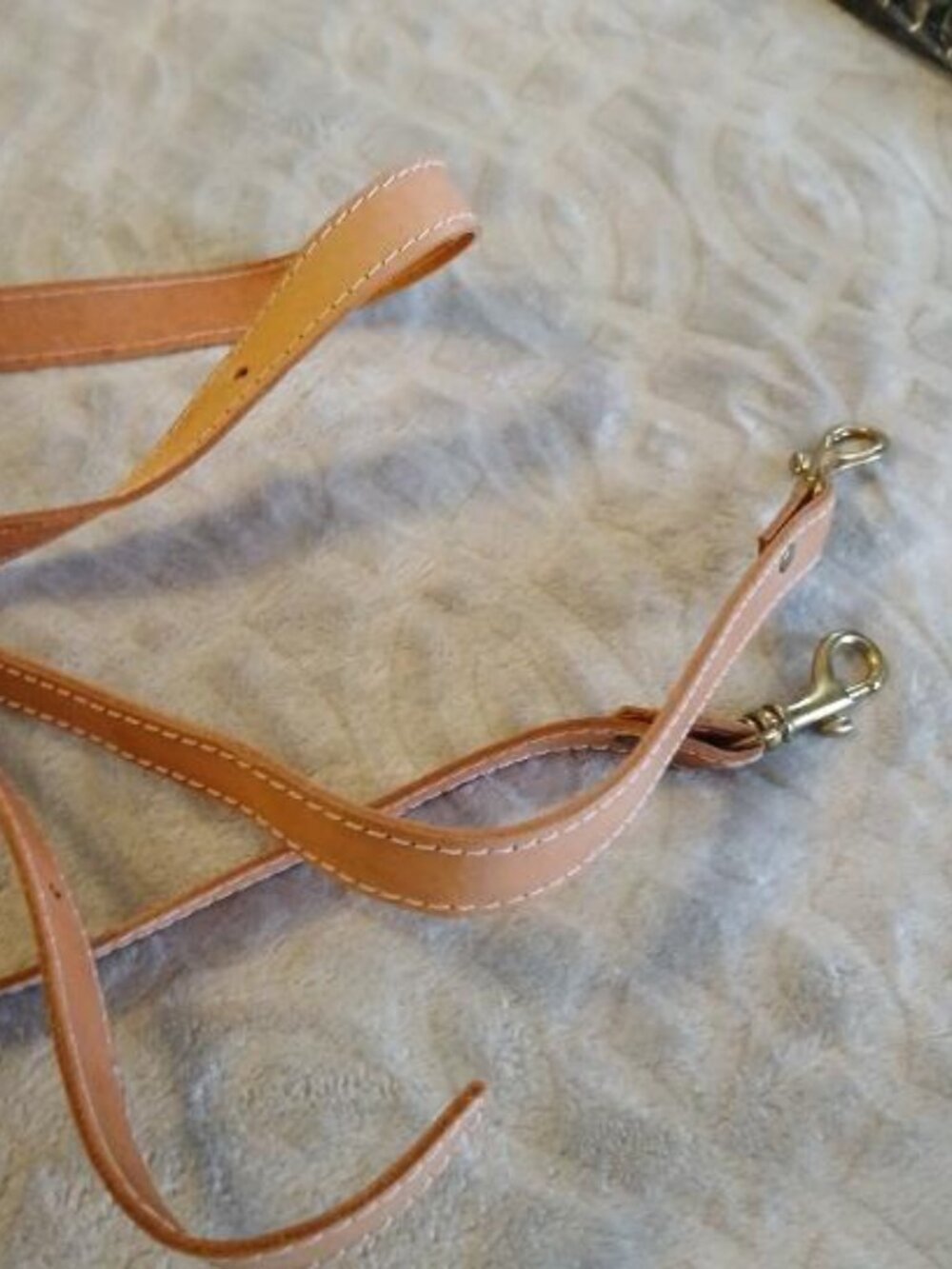 beige leather adjustable purse strap